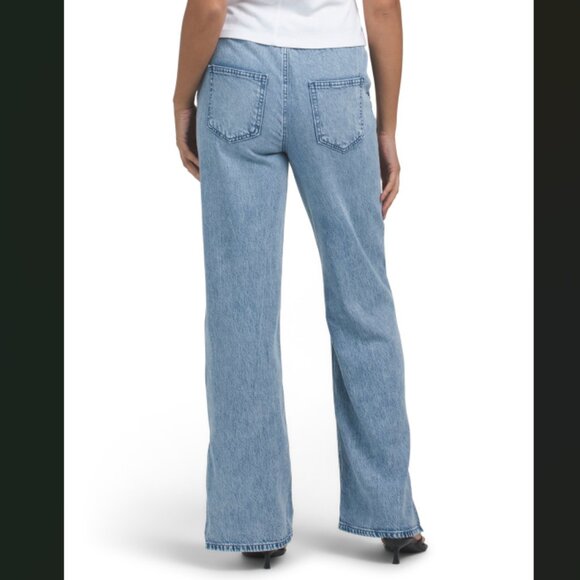 NEW REWASH Knit Denim Relaxed Wide Leg Pants in indigo for women 825 2t7 - Picture 2 of 6